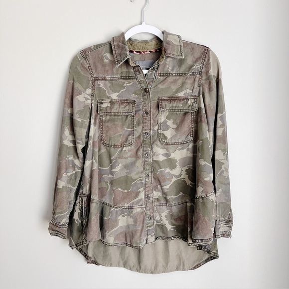 2/25 Anthropologie Montana Camo Buttondown Blouse Top Shirt Button Down - Picture 2 of 6
